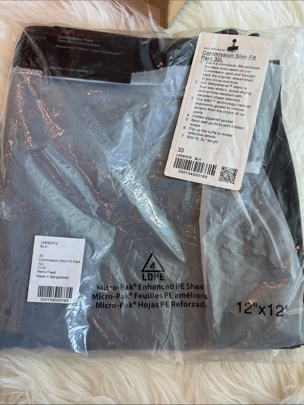 New never worn Lulu Lemon athletica Commission Slim-Fit Pant 32L - Black